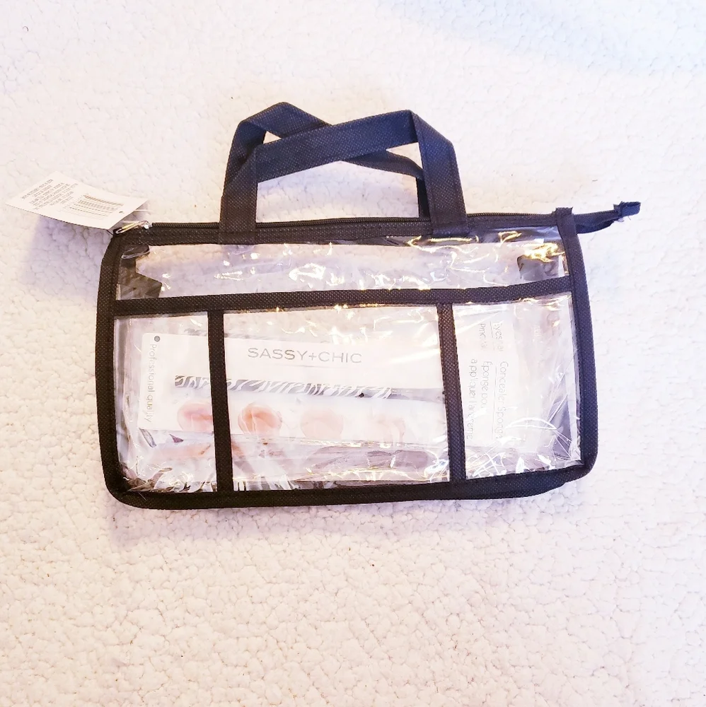 5 Piece Zebra Print Brush Set w Clear Case. NWT.